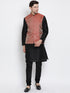 VM BY VASTRAMAY Men's Maroon Silk Blend Jacket With Kurta Pyjama Set